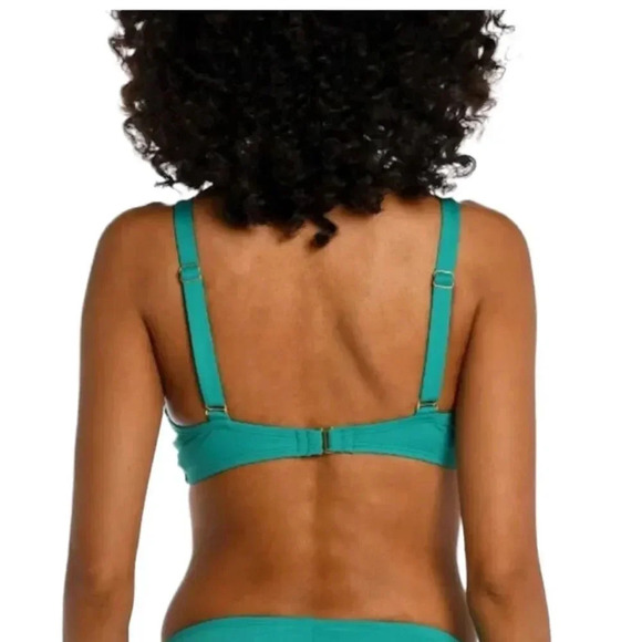 La Blanca Swimming Top Underwire Twist Front Emerald Green Island Goddess 4 NWT - Picture 2 of 8